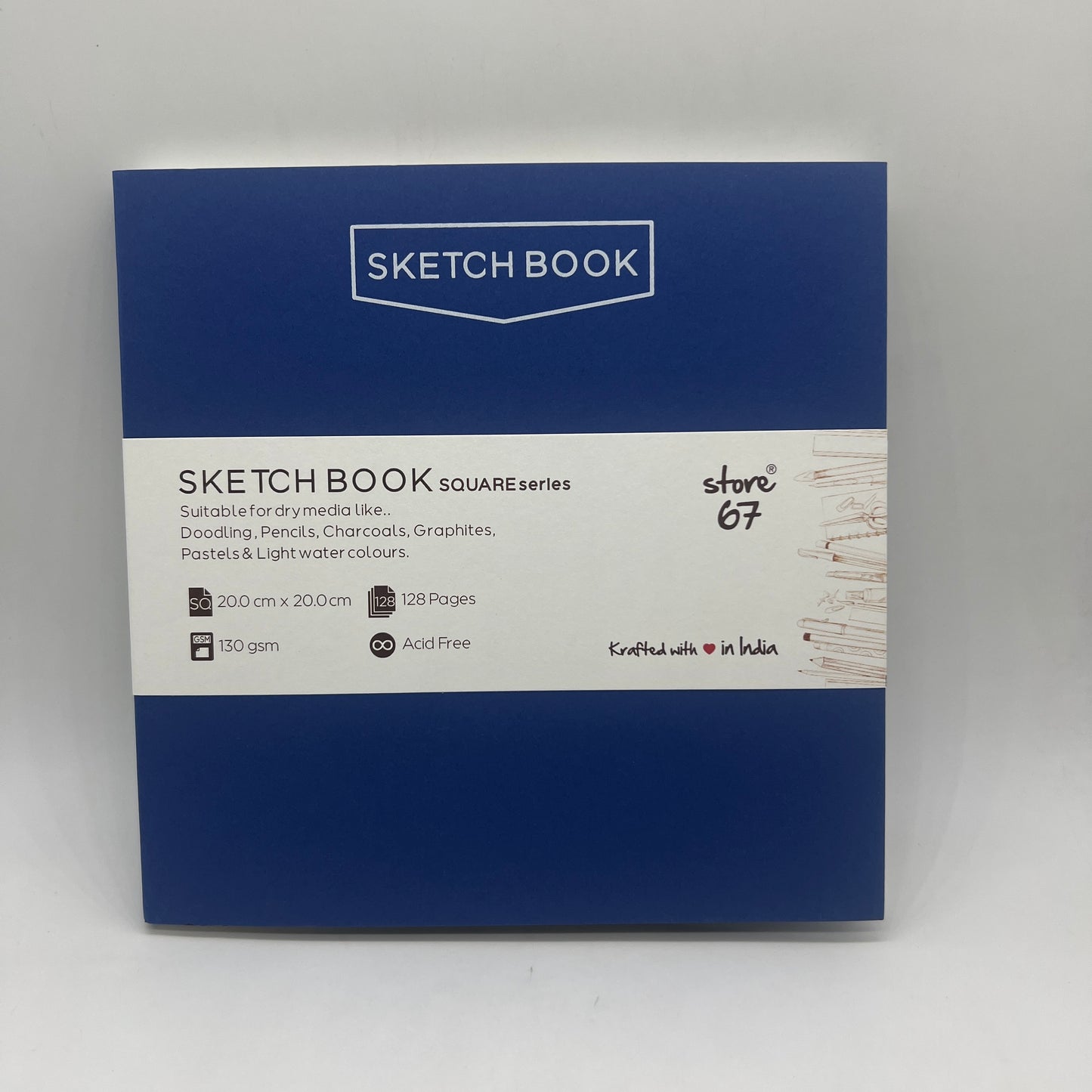 Square Blue Sketch Book 20cm X 20cm