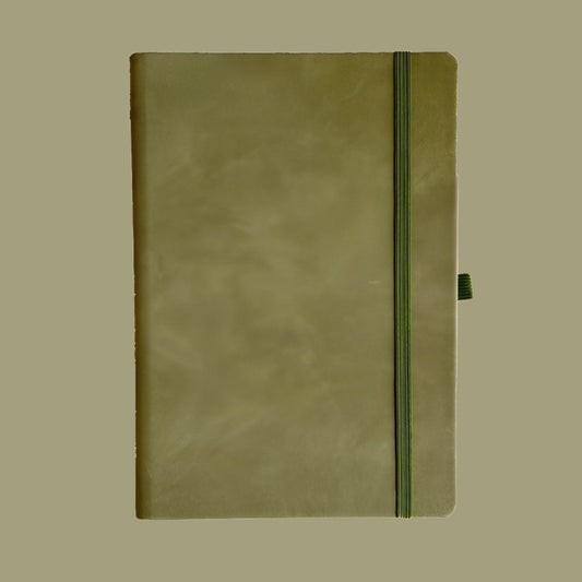 Vegan Suede Olive Green with Elastic Band Notebook
