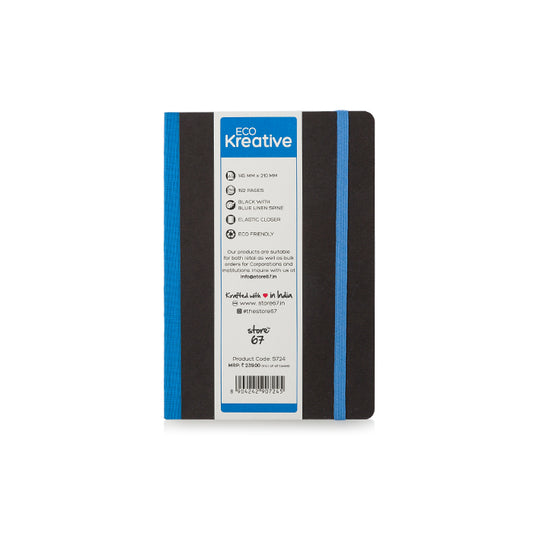 Eco Creative - Black with Blue Lines Spine notebook