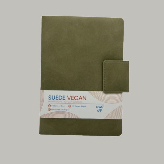 Vegan Suede Olive Green with Magnetic Flap Notebook