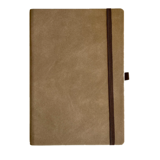 Vegan Suede Light Tan with Elastic Band Notebook