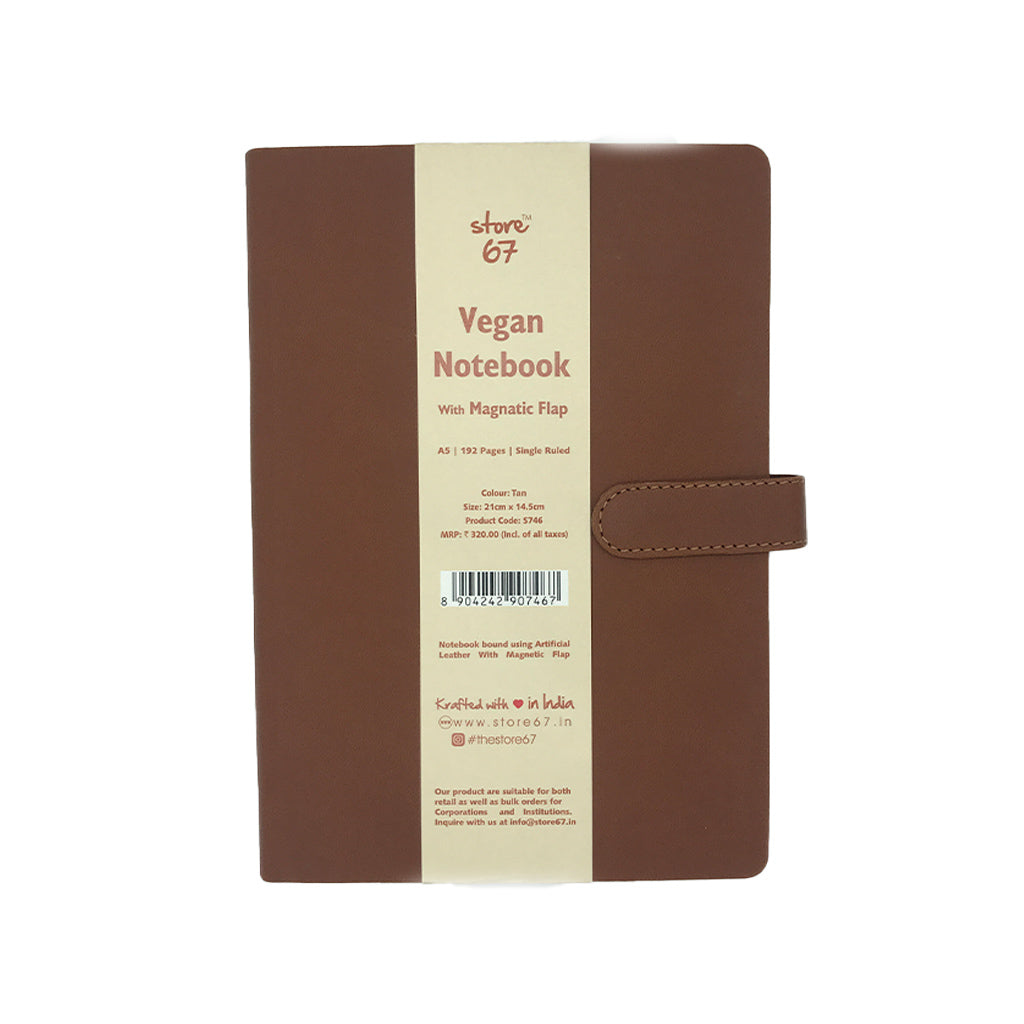Vegan notebook - Brown with magnetic flap