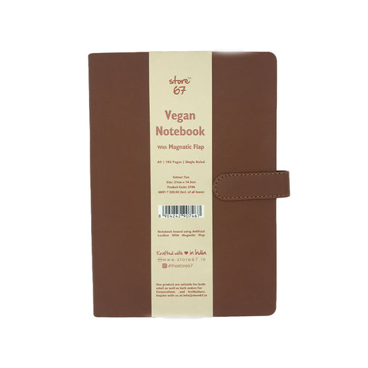 Vegan notebook - Brown with magnetic flap