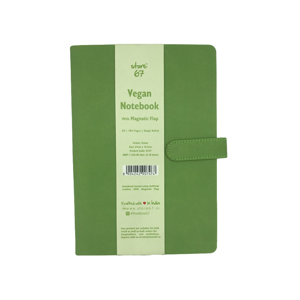 Vegan notebook - Green with magnetic flap