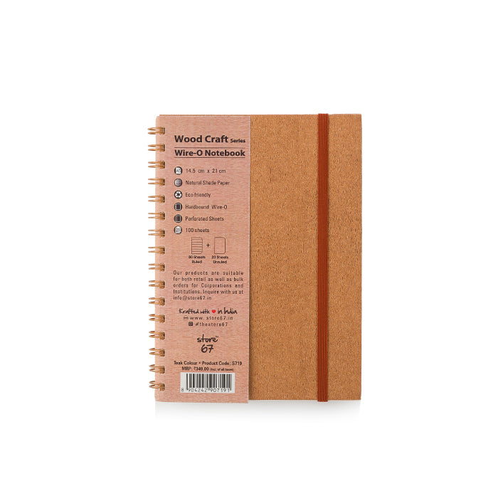Wood Craft Teak Wire -O Notebook