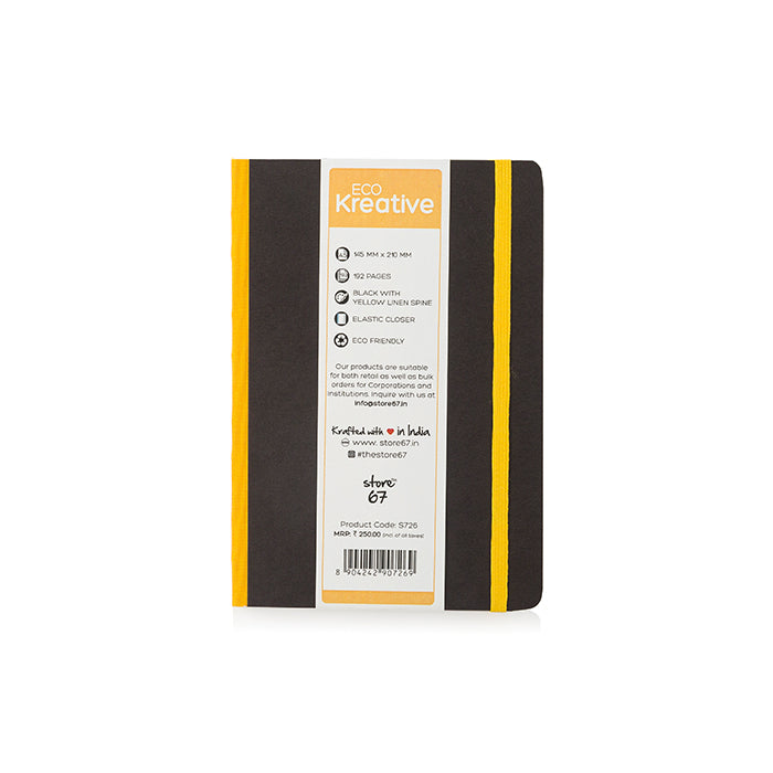 Eco Creative - Black with Yellow Linen Spine notebook