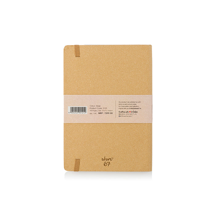 Paper Fiber Series Note Book - Beige with Elastic Starp